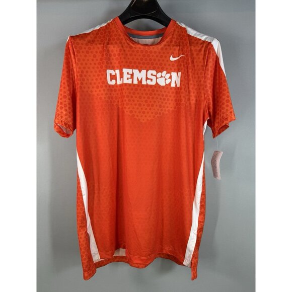 Nike NEW Clemson Tigers NCAA Mens M Sample Orange Vented Training Run T-Shirt - Picture 1 of 13